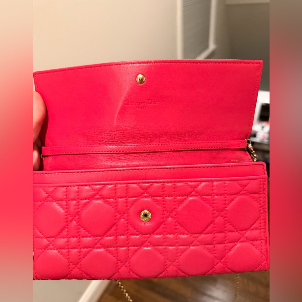 Dior Pink Quilted lady Dior rendezvous wallet on chain with coa - Picture 11 of 15